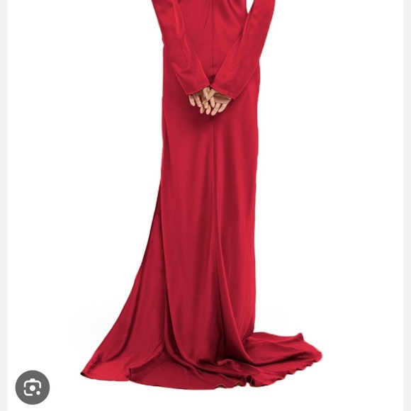 Lapointe satin long gown with slit - Picture 2 of 9